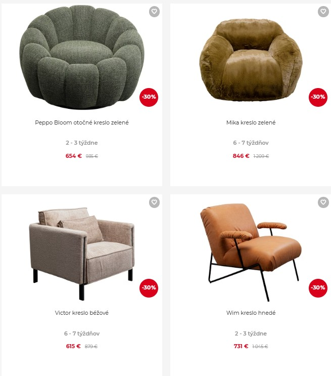 kreslá z e-shopu Kare