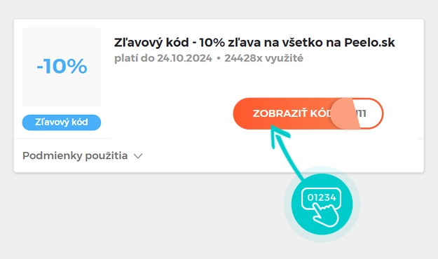 Ukážka zľavového kódu Peelo