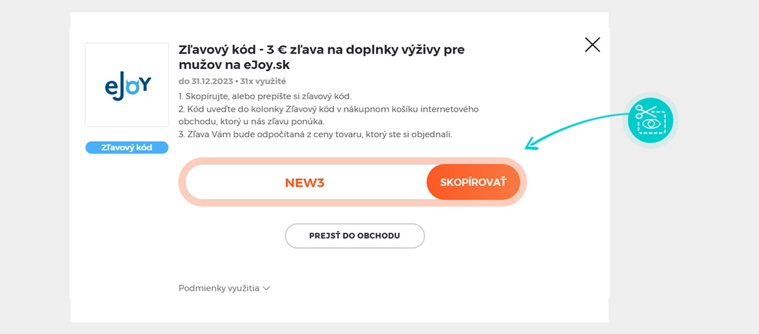 Návod ako skopírovať zľavový kód eJoy
