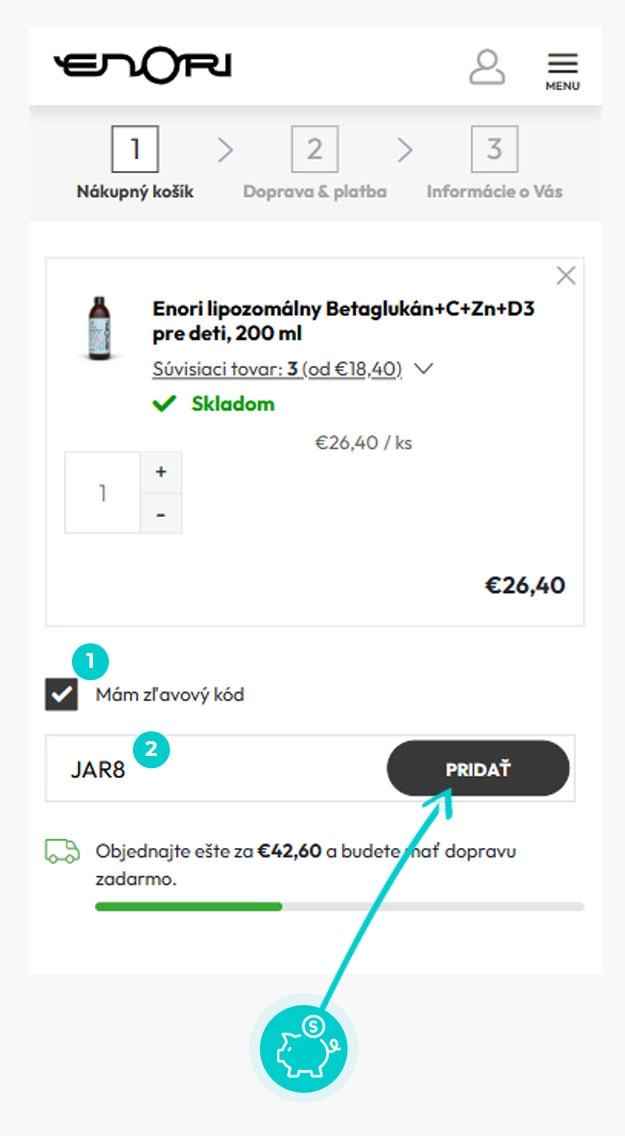 Ukážka zľavového kódu Enori