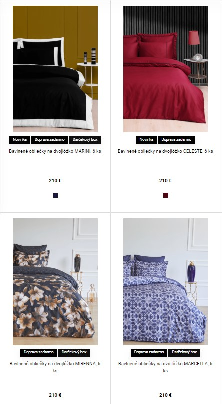 Ponuka posteľnej bielizne v e-shope Softcotton.