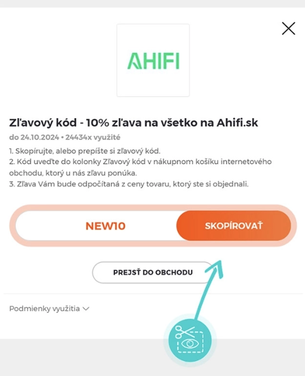 Návod ako skopírovať zľavový kód Ahifi