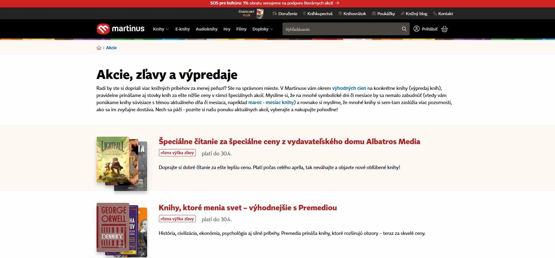 obchod Martinus aktuálne zľavové ponuky