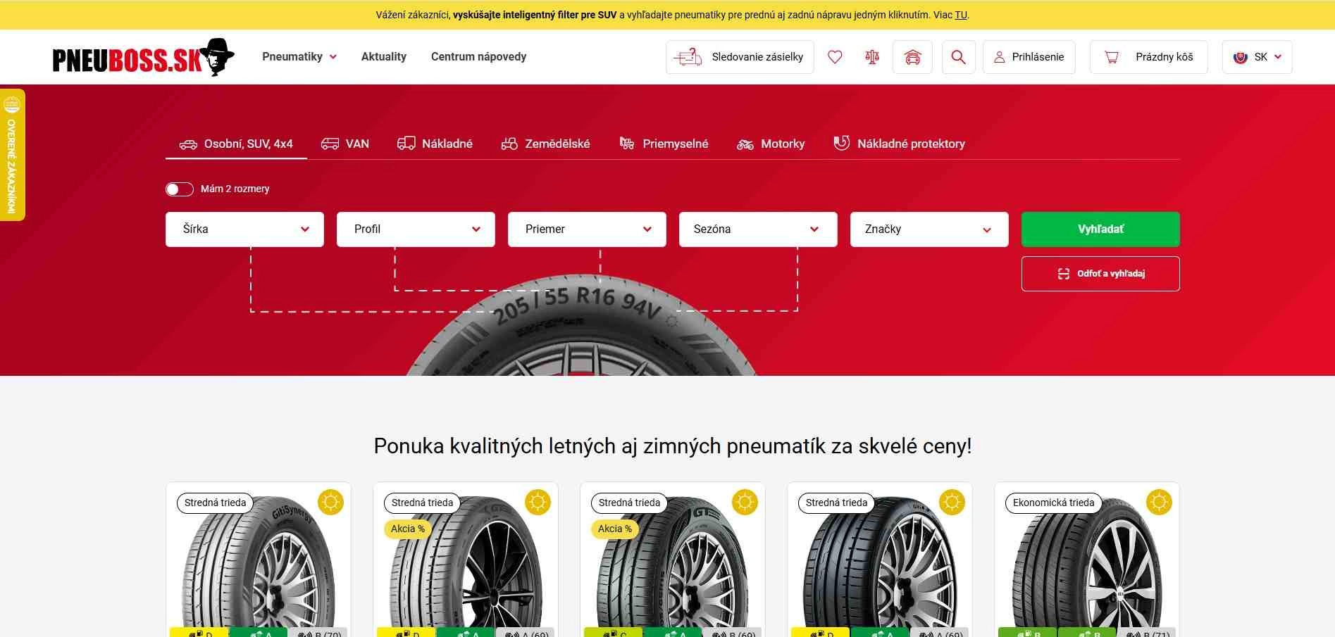 homepage Pneuboss obchod s pneumatikami