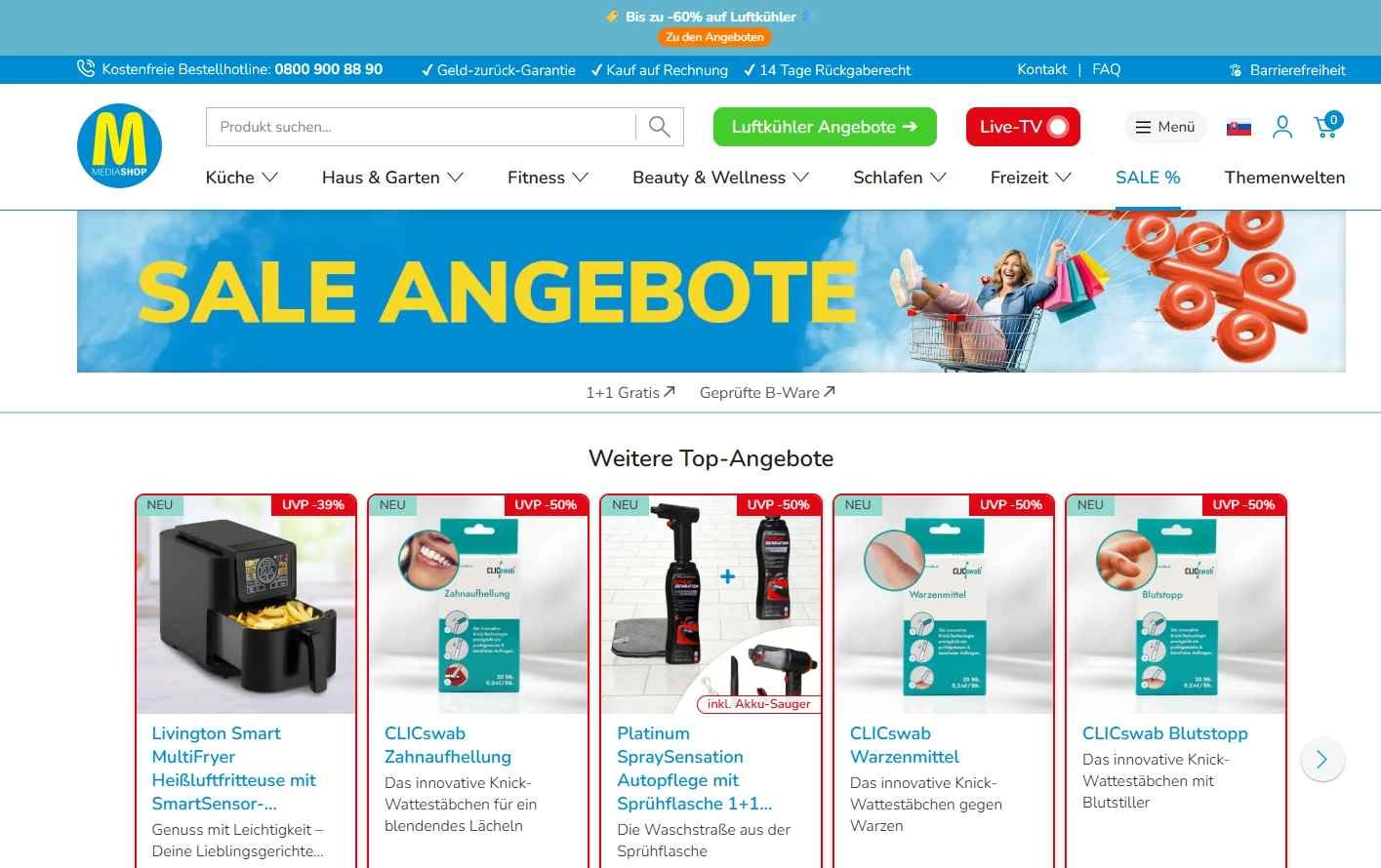 homepage MediaShop produkty z televíznych reklám