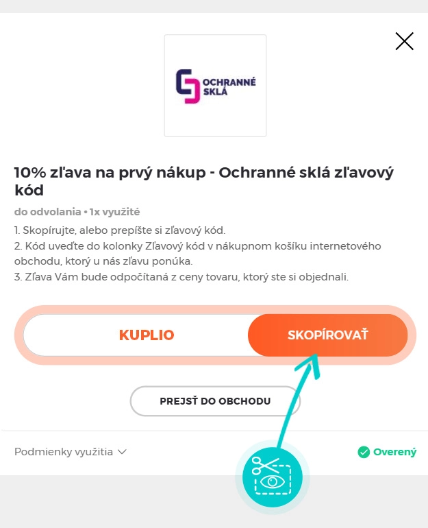 Návod ako skopírovať zľavový kód Ochranné sklá