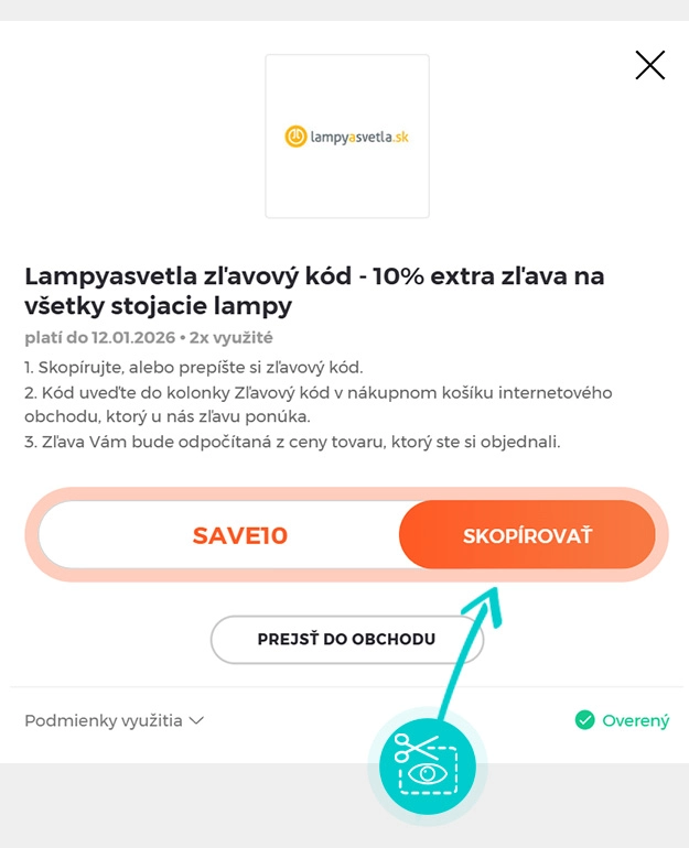 Návod ako skopírovať zľavový kód Lampyasvetla