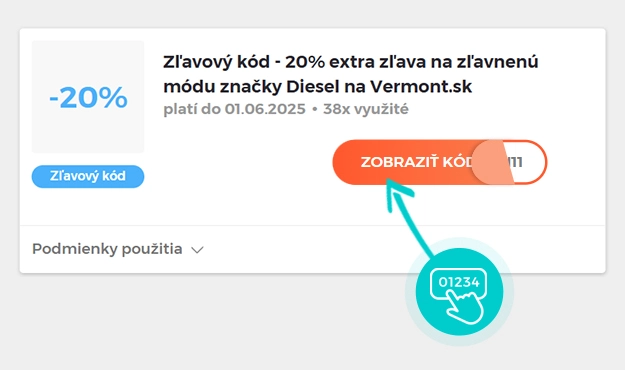 Ukážka zľavového kódu Vermont