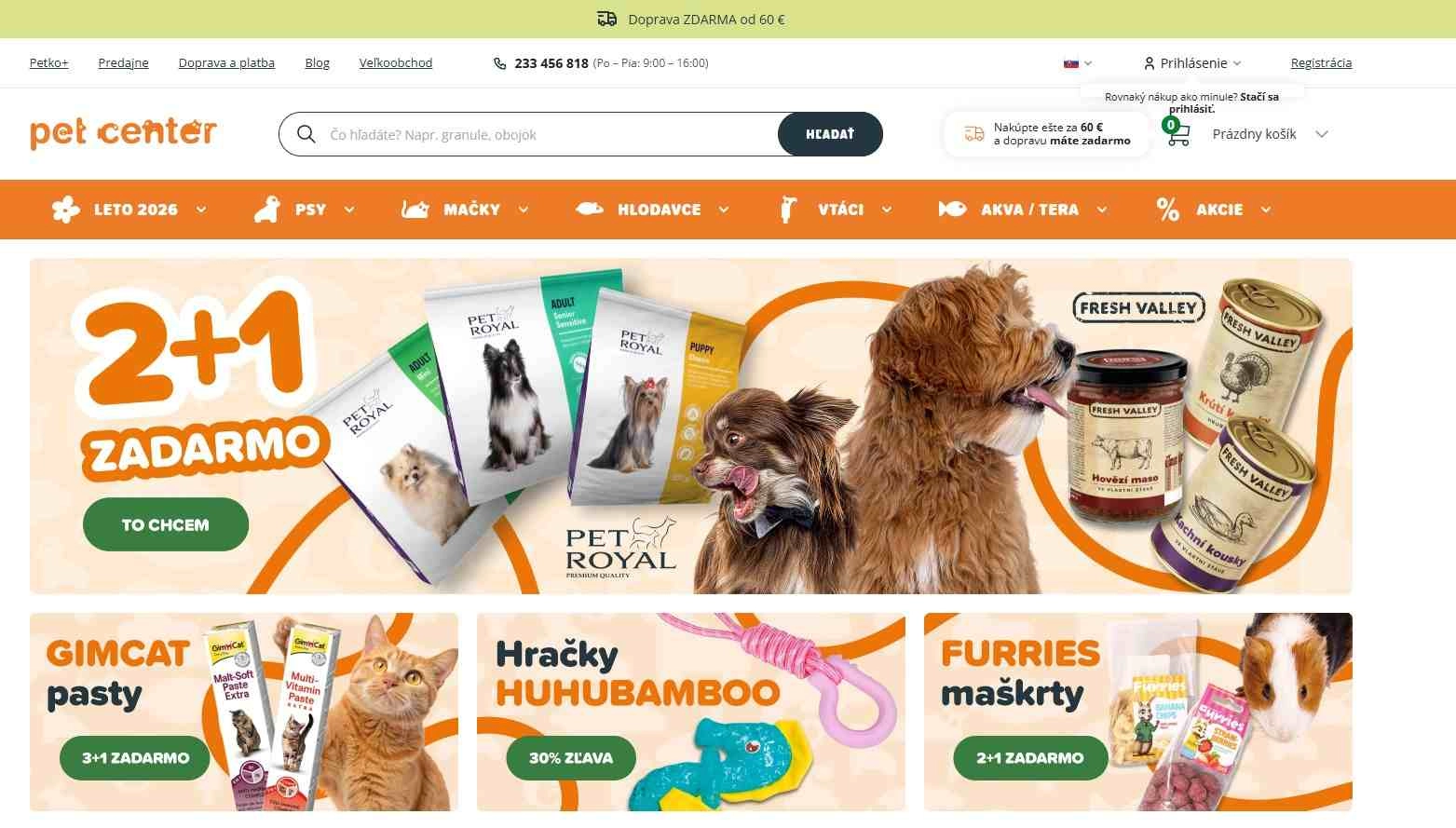 homepage PetCenter chovateľské potreby