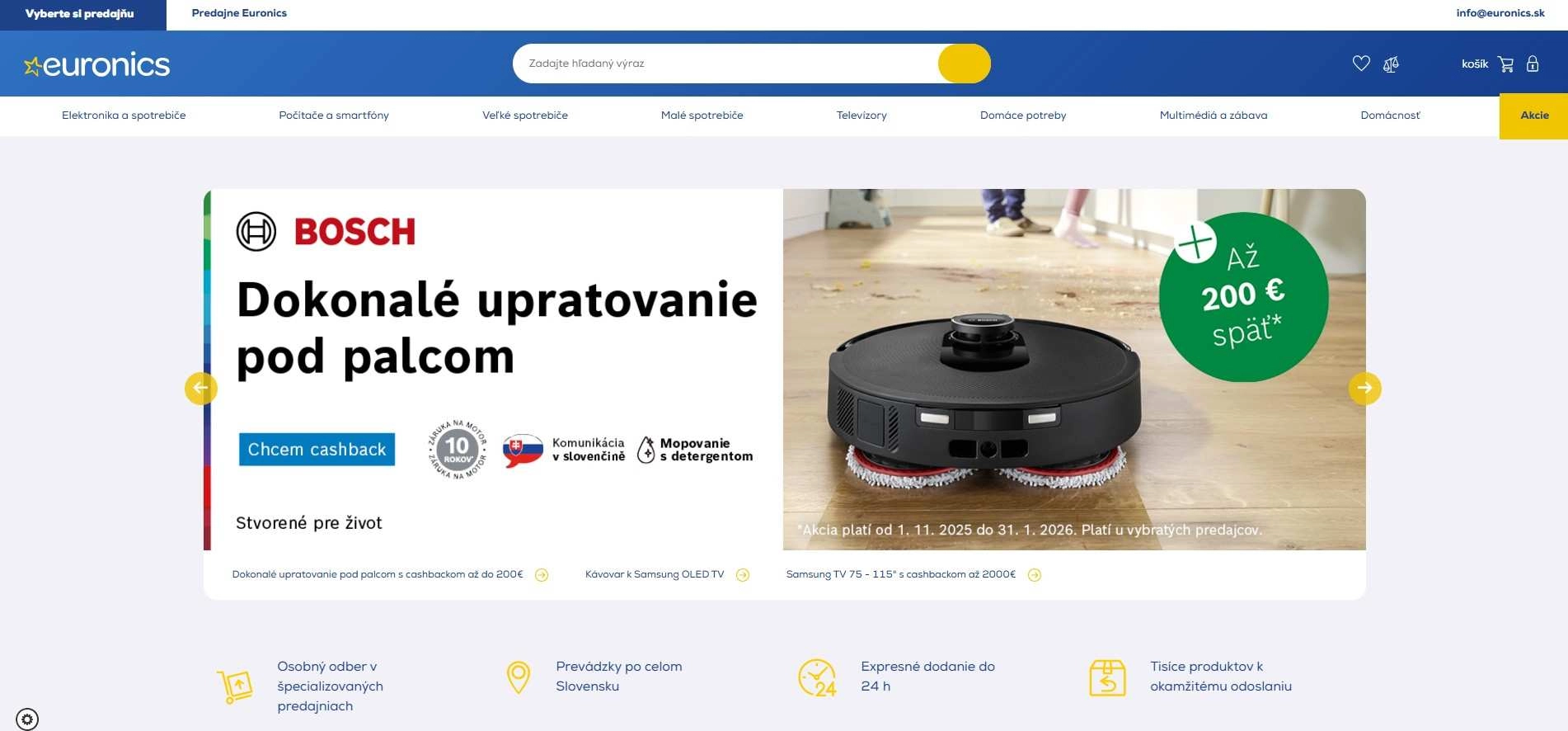 homepage Euronics elektronika spotrebiče počítače smartfóny domácnosť