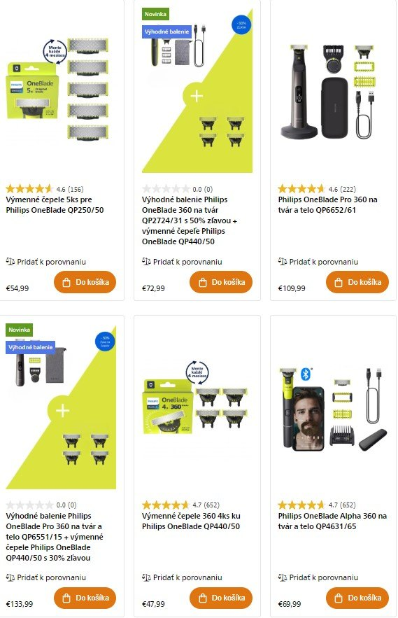 zastrihávače OneBlade v e-shope Philips