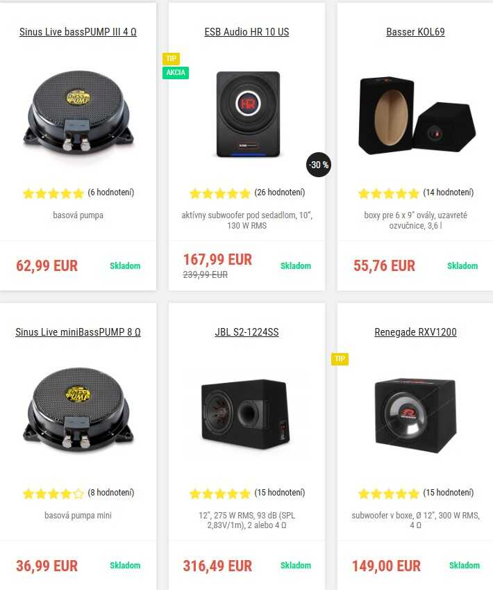 subwoofery do auta z e-shopu Ahifi