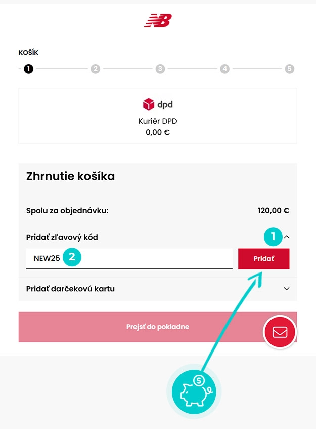 Návod ako uplatniť zľavový kód v košíku e-shopu New Balance