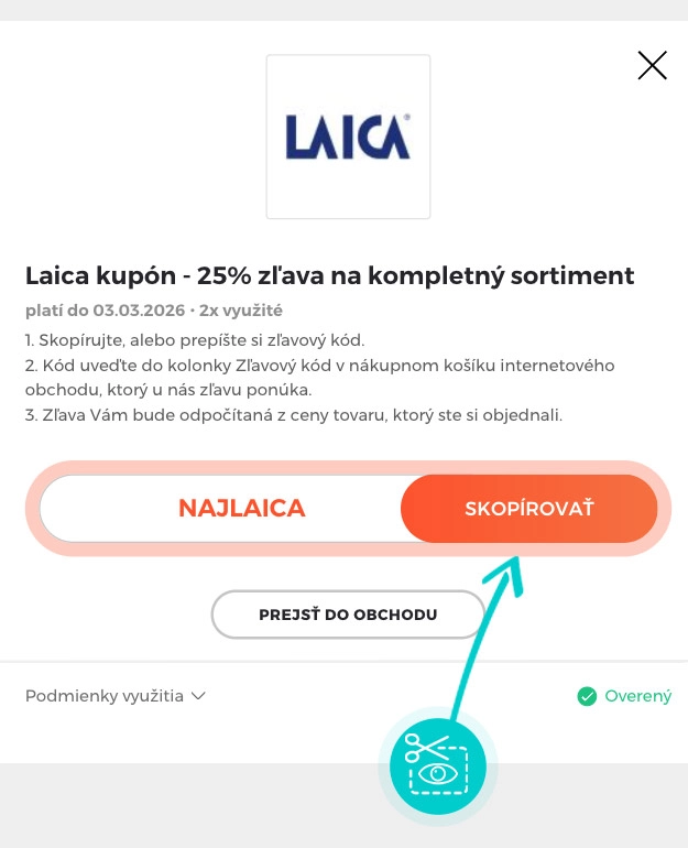 Návod ako skopírovať zľavový kód Laica