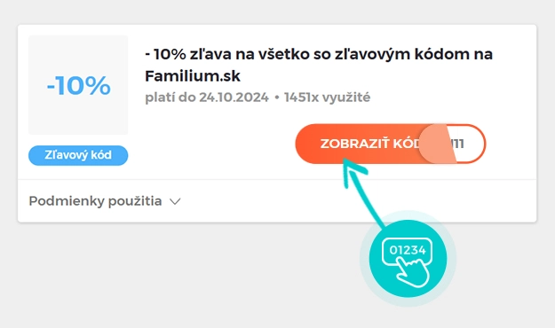 Ukážka zľavového kódu Familium