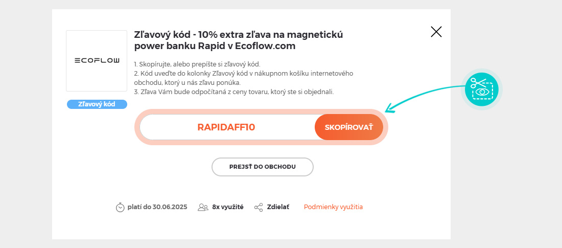 Návod ako skopírovať zľavový kód EcoFlow