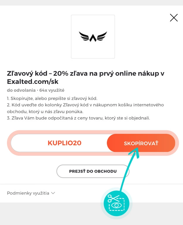 Návod ako skopírovať zľavový kód Exalted