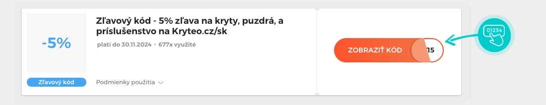 Ukážka zľavového kódu Kryteo.sk
