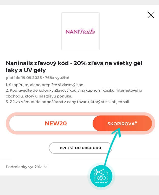 Návod ako skopírovať zľavový kód NaniNails