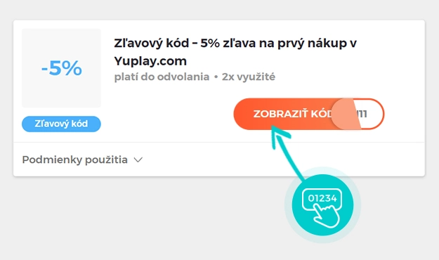 Ukážka zľavového kódu Yuplay