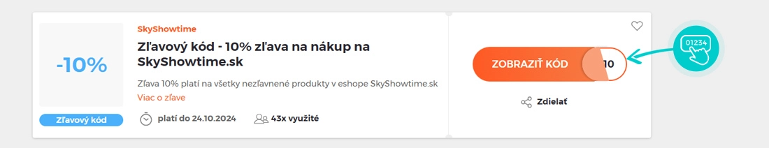 Ukážka zľavového kódu SkyShowtime