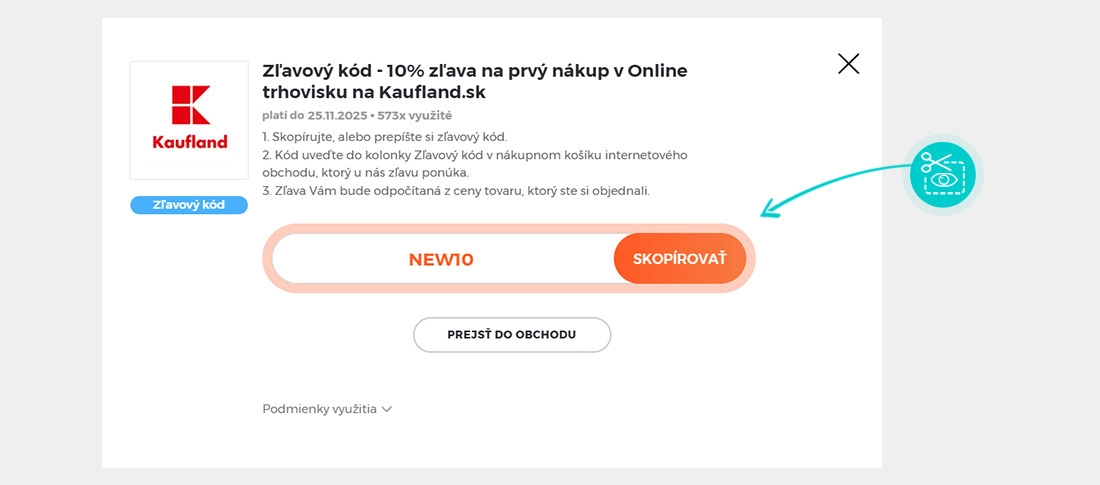 Návod ako skopírovať zľavový kód Kaufland