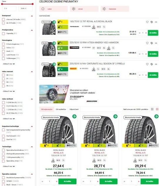 osobné celoročné pneumatiky z e-shopu Pneuboss