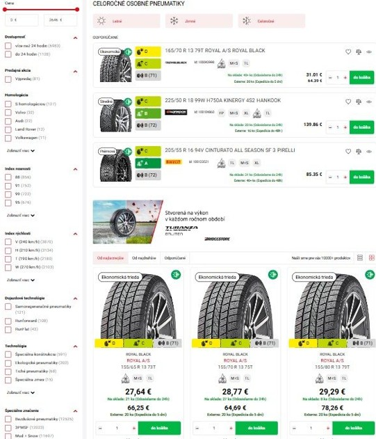 osobné celoročné pneumatiky z e-shopu Pneuboss