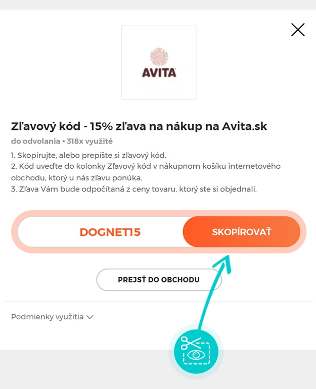 Návod ako skopírovať zľavový kód Avita