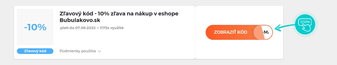 Ukážka zľavového kódu Bubulákovo