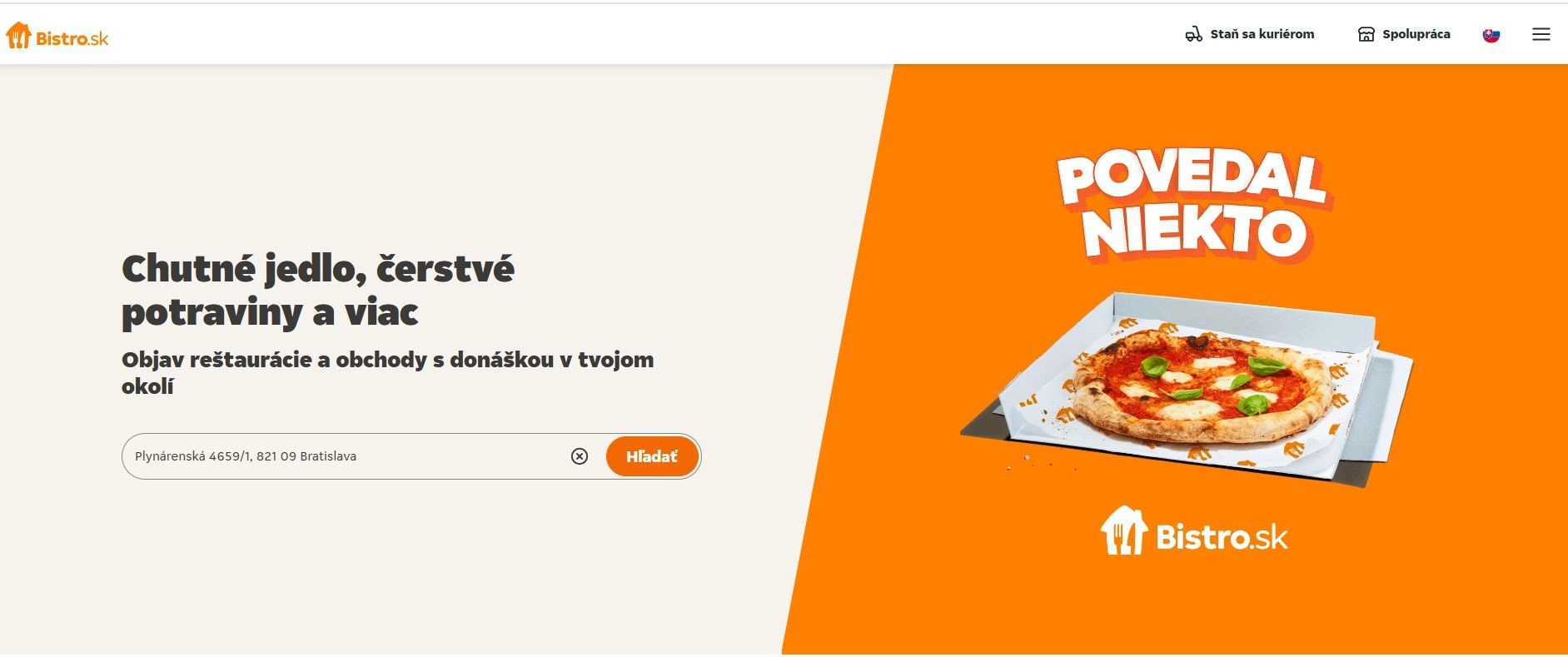 homepage Bistro donáška jedla potravín potrieb do domácnosti drogérie
