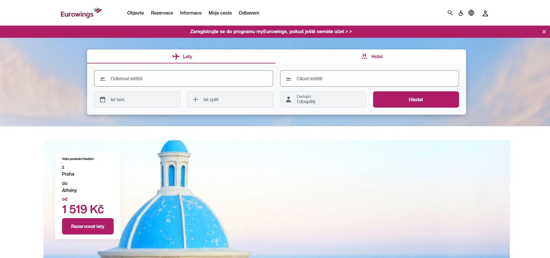 homepage Eurowings vyhľadávacie pole letov