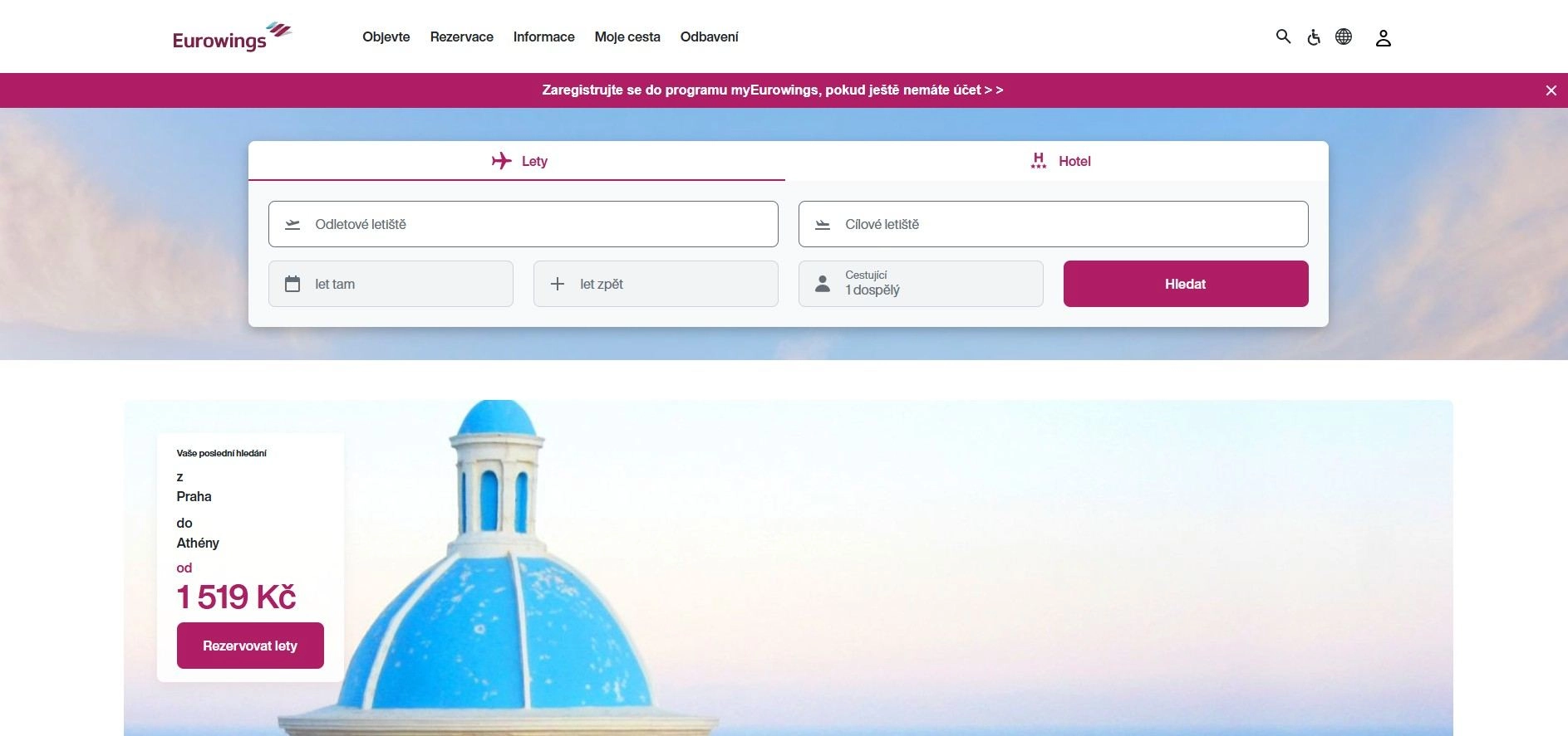 homepage Eurowings vyhľadávacie pole letov