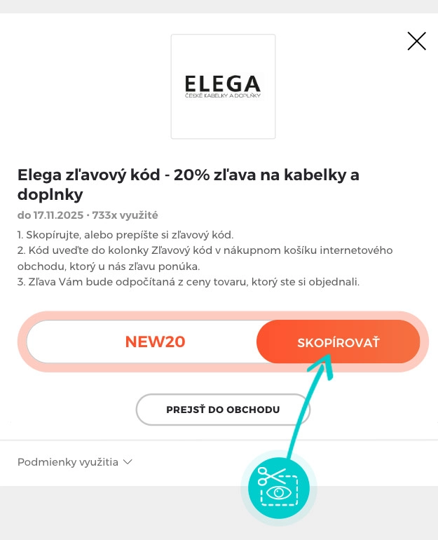 Návod ako skopírovať zľavový kód Elega