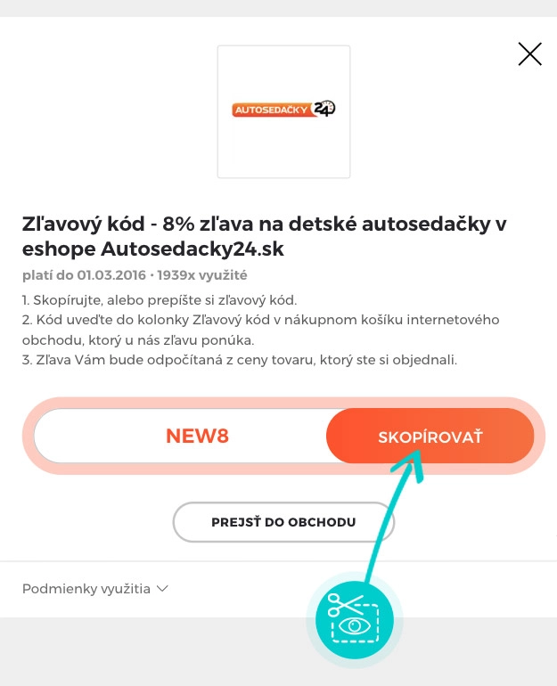 Návod ako skopírovať zľavový kód Autosedačky24