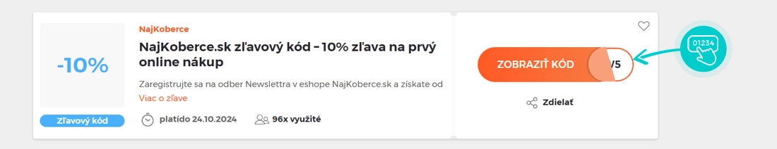 Ukážka zľavového kódu NajKoberce