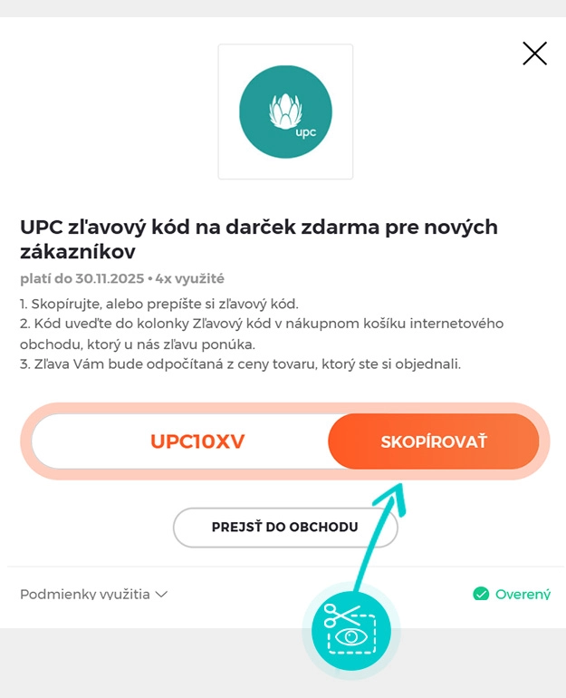 Návod ako skopírovať zľavový kód UPC