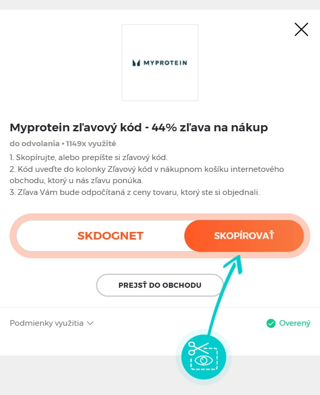 Návod ako skopírovať zľavový kód Myprotein