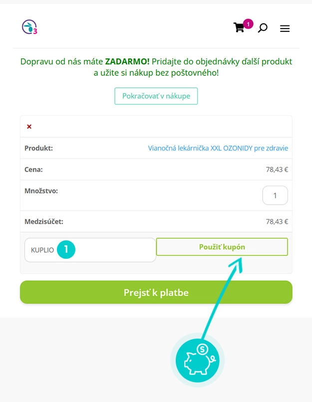 Návod ako uplatniť zľavový kód v košíku e-shopu Ozonidy