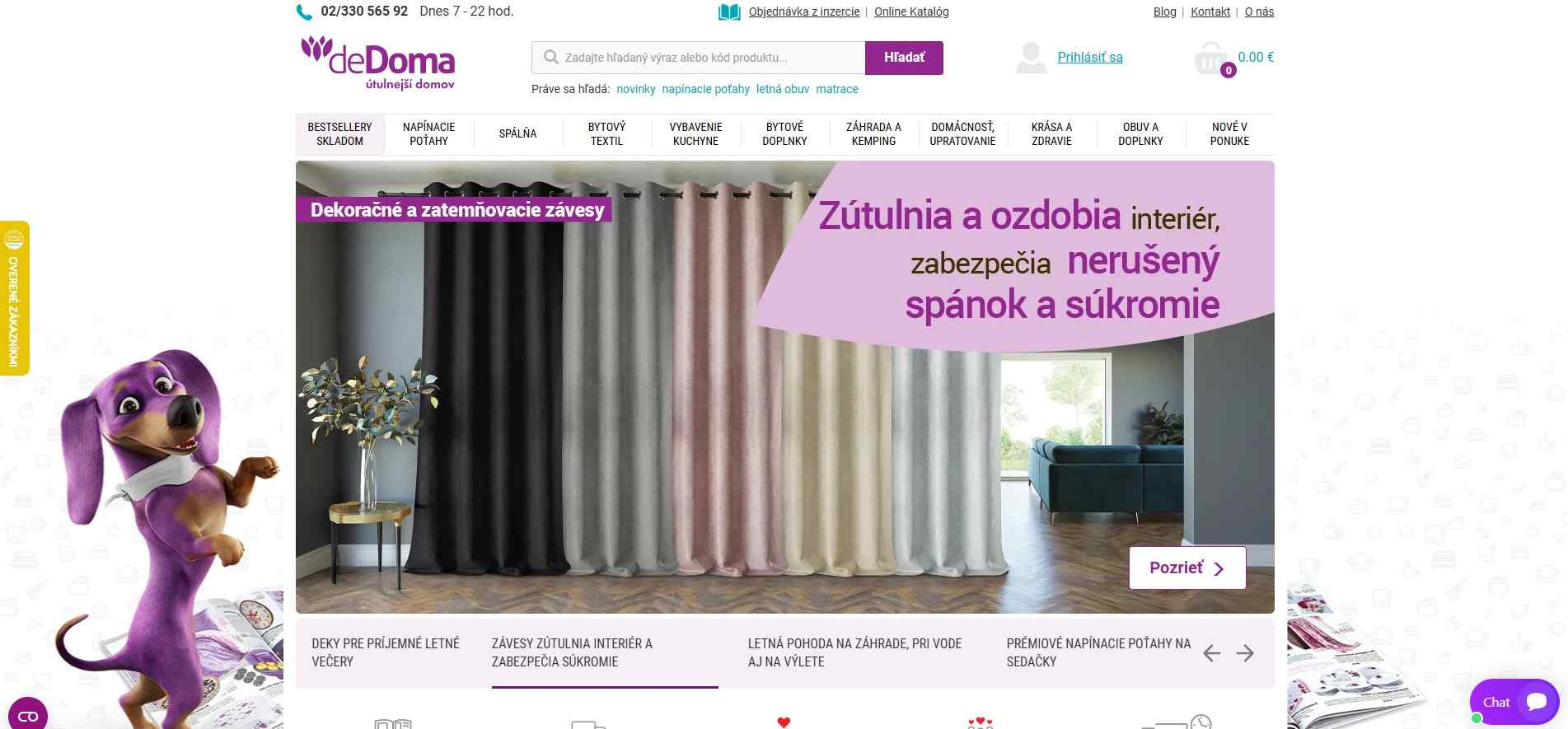 homapage deDom dekoračné a zatemňovacie závesy