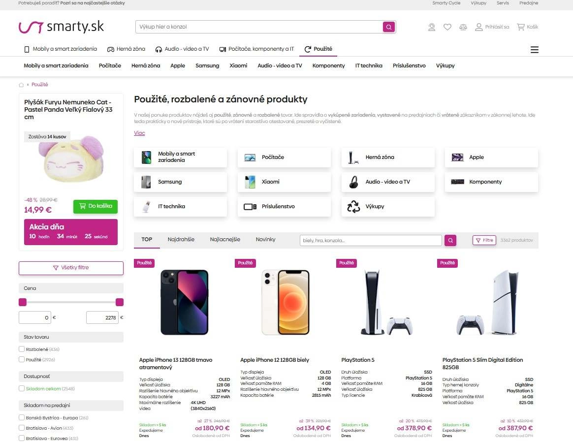 Smarty použité rozbalené a zánovné produkty