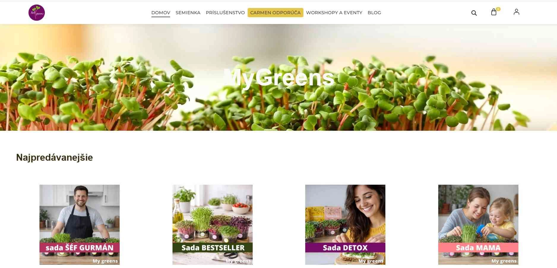 homepage My Greens semienka príslušenstvo