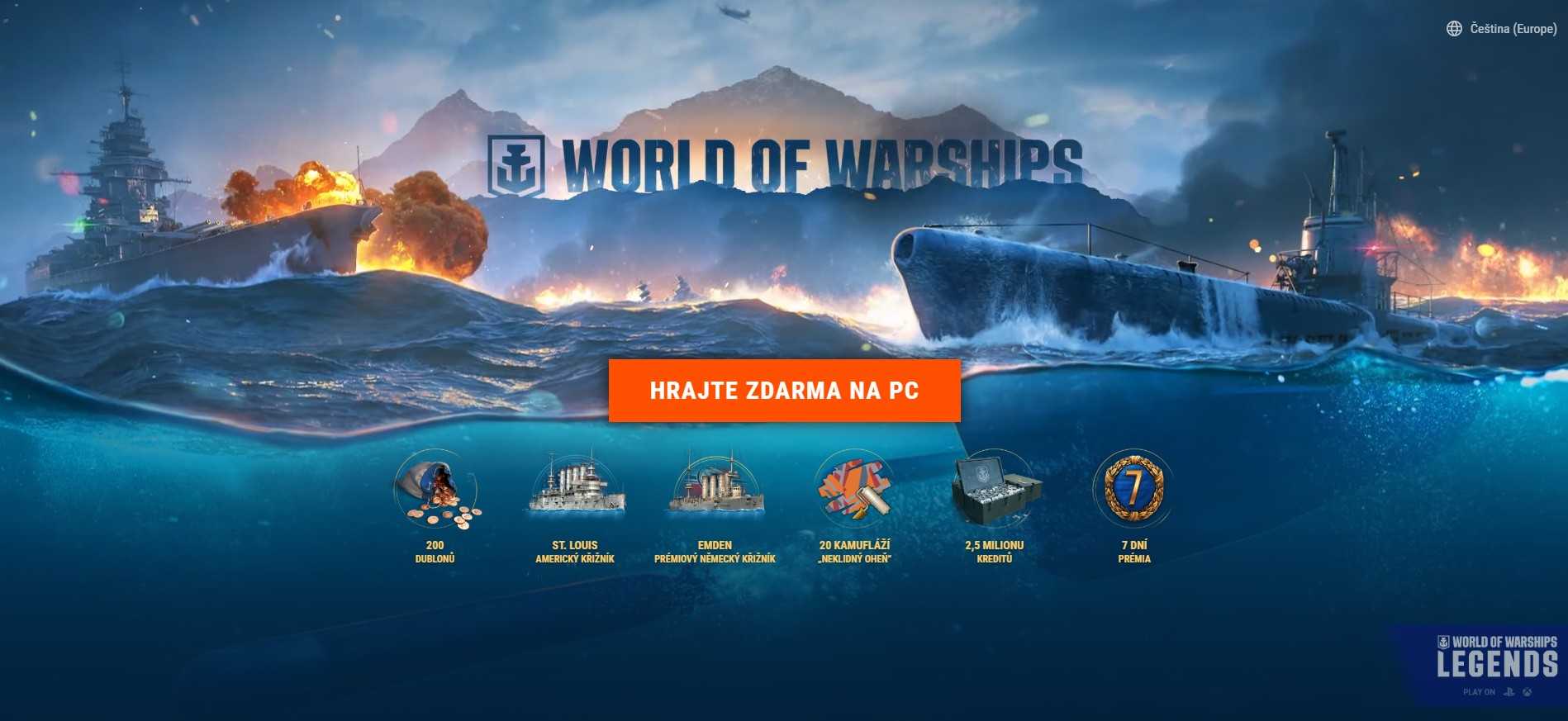 homepage World of Warships online hra