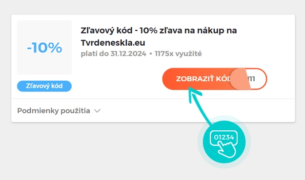 Ukážka zľavového kódu Tvrdeneskla.eu