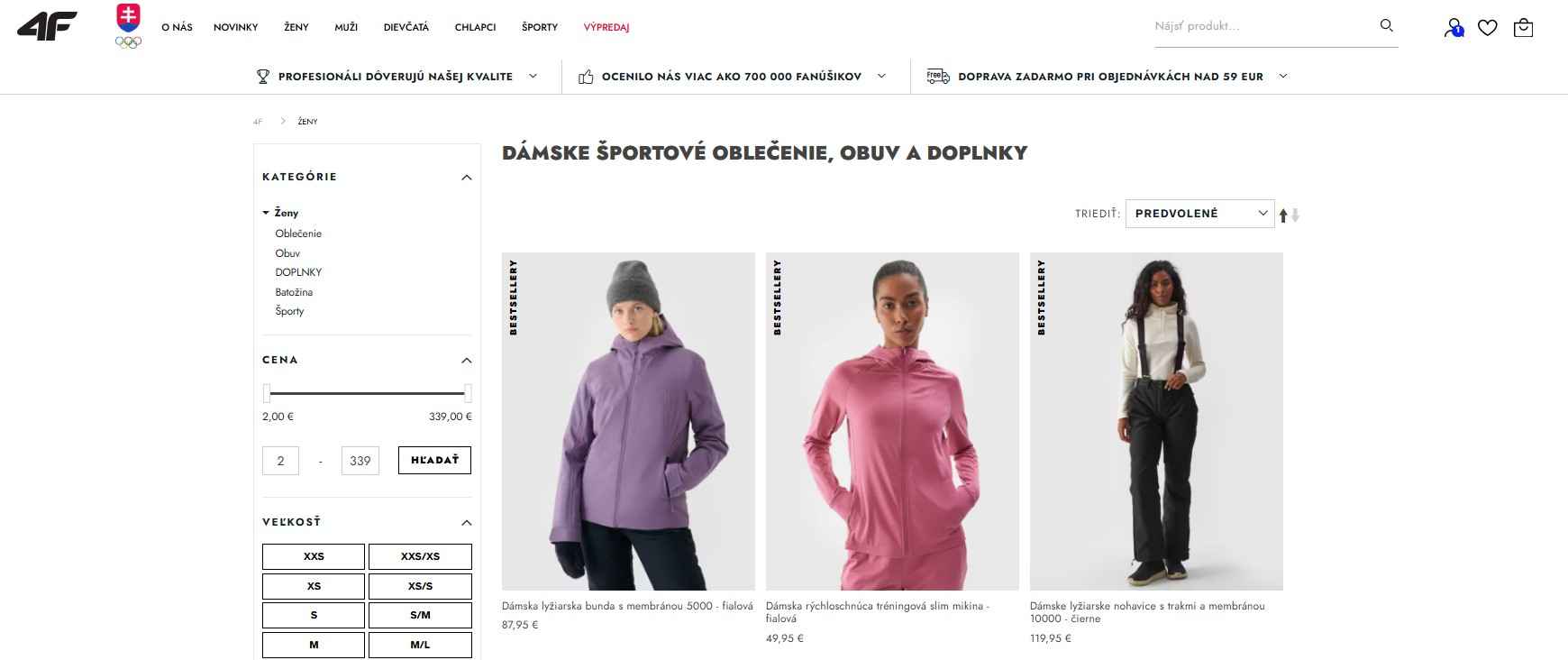 4fstore.sk - ženské športové oblečenie