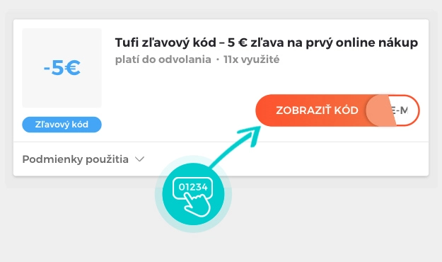 Ukážka zľavového kódu Tufi
