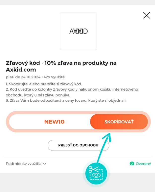 Návod ako skopírovať zľavový kód Axkid