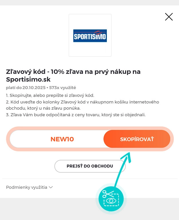 Návod ako skopírovať zľavový kód SPORTISIMO