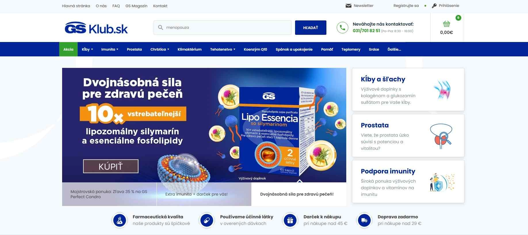 homepage GSKlub výživové doplnky na kĺby imunitu tehotenstvo spánok pamäť