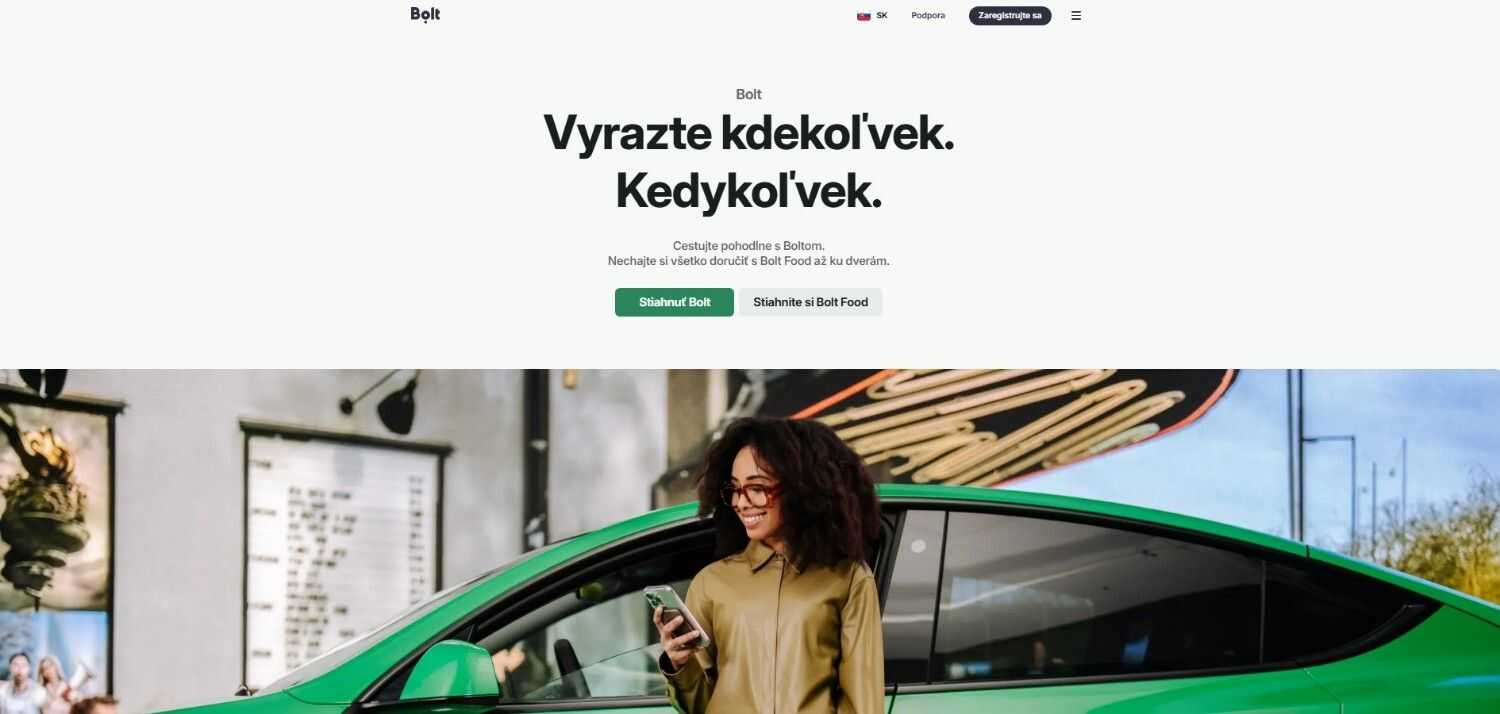 Homepage Bolt s ponukou služieb